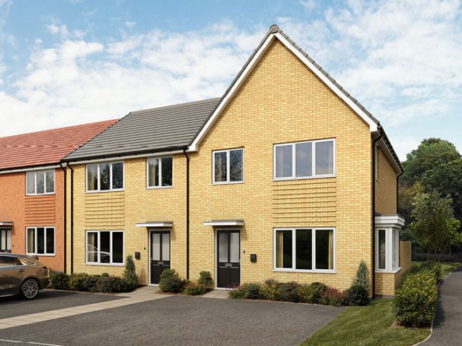 3 bedroom house (centre) - artist's impression subject to change. Please note that the above computer generated image is representative of the house type and not the specified plot as some details may vary.